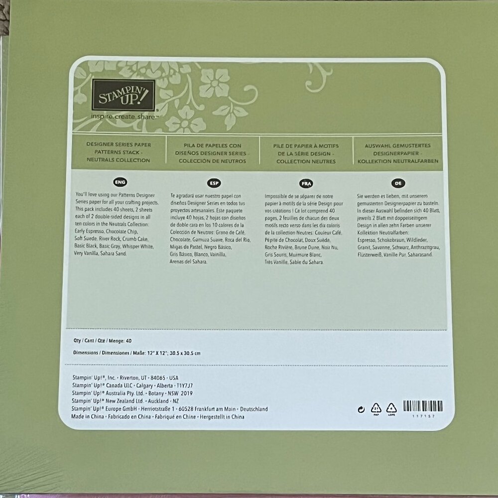 Mega-Pack (40 sheets) of Stampin' Up! 12 x 12 Designer Series Paper